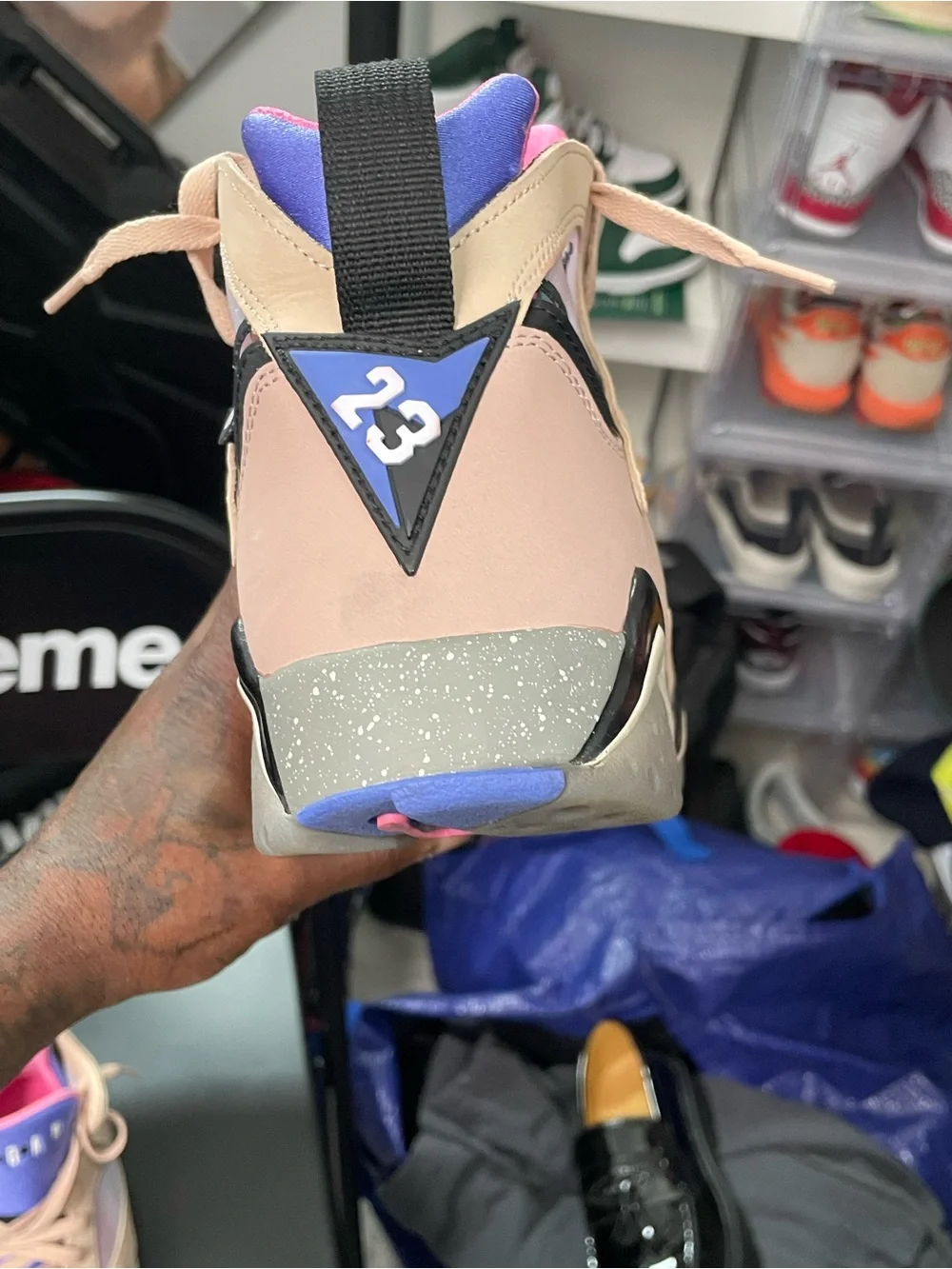 Jordan Kids Pink, Purple and Cream High-Top Basketball Sneakers